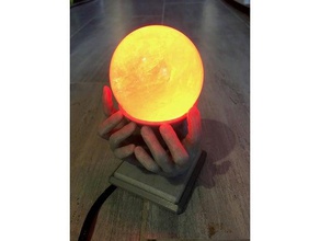 mano sosteniendo esfera de cristal la taza led rgb luz art lammesky lámpara del iluminación nsfw espíritu espiritual 3d print model - Mito3D