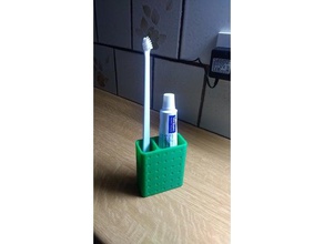 tooth brush paste holder containers box cat dimpled dog green pet hygiene care tool toothbrush toothpaste 3d print model - Mito3D