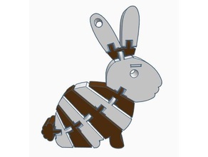 zwei Farb-flexi-bunny-Schlüsselanhänger Tiere 3d-Drucker artikuliert dual-extrusion flexibel polymathic Kaninchen 3d print model - Mito3D