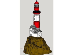 kijai lighthouse rock exploded buildings structures ocean sea 3d print model - Mito3D