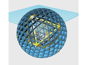 icosahedron inscribed inside geodesic 6v sphere math art 3d print model - Mito3D