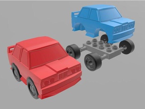 low poly voiture de rallye bmw roues jouet jeu accessoires duplo lego compatible 3d print model - Mito3D