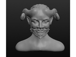 tiefling visage 3d de l'impression le mdn les cornes moustache 3d print model - Mito3D