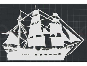 nave pirata 2d wall art 3d print model - Mito3D
