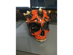 crânio recipiente 3d impressão alien a decoração o design dia das bruxas horn humanos lulzbot escultura esqueleto spike 3d print model - Mito3D