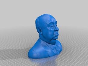 basso numero di poligoni alfred hitchcock busto sculture 3d print model - Mito3D