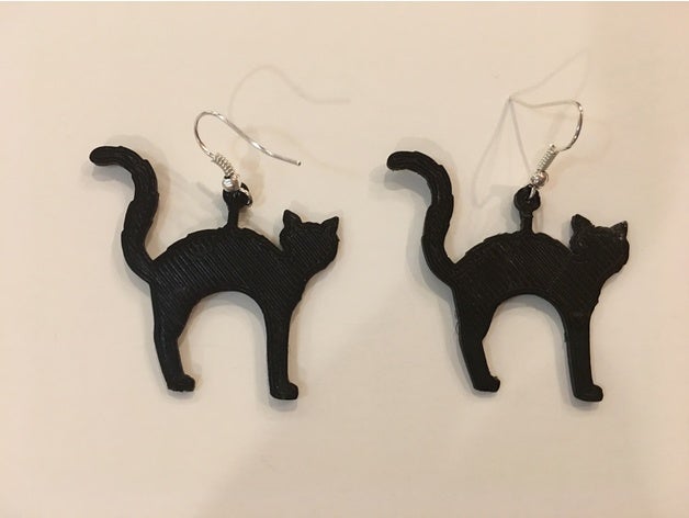 scary cat earrings black costume halloween 3D print model - Mito3D