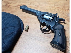 webley revolver prop sahne silah solgun at gözlüğü tabanca 3d print model - Mito3D