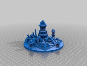 bell jar sci fi city seed35 dia 136 art customized 3d print model - Mito3D