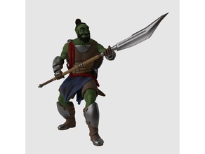 half orc fighter games character dnd dungeons dragons halforc miniature 3d print model - Mito3D