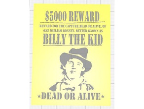 wanted poster stencils outlaws wild west australia set six 2d art belle starr billy kid butch cassidy cole younger cowboys jesse james ned kelly 3d print model - Mito3D