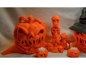 la calabaza en cabeza las esculturas de halloween pumkin pumkins hombre 3d print model - Mito3D