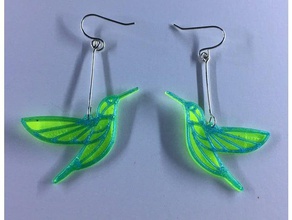 boucles d'oreilles colibri 2 couleurs de la mode bijoux les femmes 3d print model - Mito3D