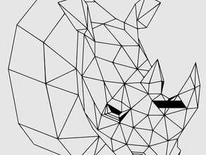 geometriche rinoceronte muro 2d arte 3d print model - Mito3D