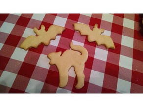 bat cat-cookie-cutter-set 3d drucken Fledermaus-cookie cookies halloween cookie 3d print model - Mito3D