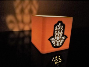 fotóforo estilo oriental decoração árabe vela mão de fátima fatma islâmica khamsa khmissa marroquino chá luz 3d print model - Mito3D
