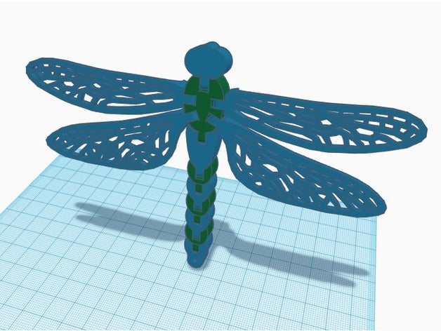 floppy dragonfly dual extrusion animals articulated color extruder flexi flexible insect nature polymathic two 3D print model - Mito3D