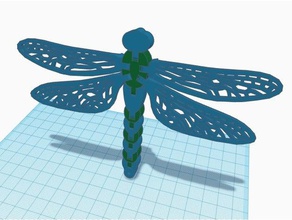 disquete libélula dupla extrusão animais articulada de cores extrusora flexi flexível inseto natureza polymathic duas 3d print model - Mito3D