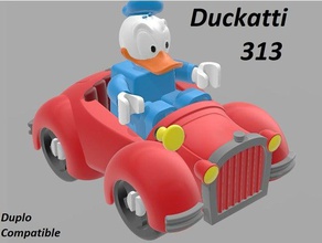 duckatti 313 i giocattoli giochi auto donald duck duplo lego compatibili 3d print model - Mito3D