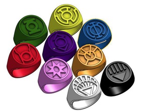 green lantern inspired all corps rings jewelry 3d print model - Mito3D