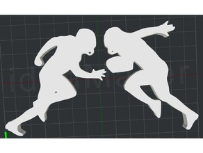 football players 2d wall art 3d print model - Mito3D