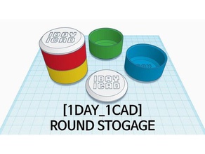 1day 1cad round storage office 1day1cad small parts box tinkercad 3d print model - Mito3D