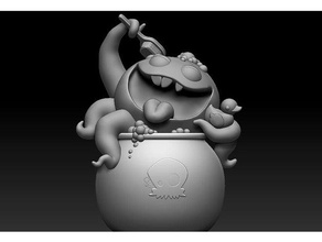 mignon le poulpe les créatures dessin animé la fête d'halloween enfants sourire jouet 3d print model - Mito3D