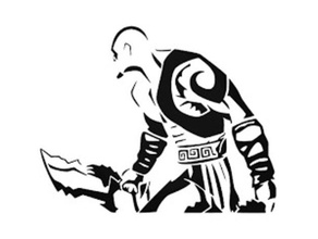 kratos stencil 2 d art dio della guerra 3d print model - Mito3D
