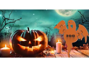 halloween fantasma 2d a arte decoração de assustador 3d print model - Mito3D