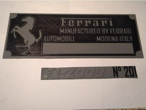 ferrari f1 nameplate part 2 chassis-type plate automotive 2000 barrichello car formula 1 schumacher 3d print model - Mito3D