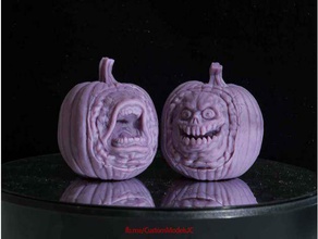 creepy pumpkin heads set creatures halloween jack-o-lantern monster 3d print model - Mito3D