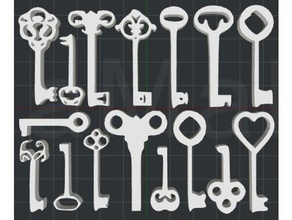 collection keys 2d wall art 3d print model - Mito3D