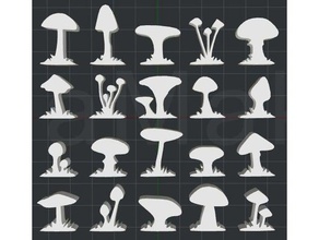 collection mushrooms 2d wall art 3d print model - Mito3D