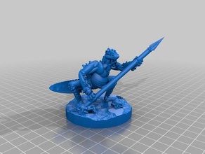 lizardman-spear 3d printing 28mm dungeons dragons fantasy miniature miniatures pathfinder rpg 3d print model - Mito3D