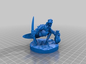 lizardman-archer 3d printing 28mm dungeons dragons fantasy miniature miniatures pathfinder rpg 3d print model - Mito3D