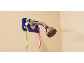 tête de douche porte-brosse à dents la salle bains accessoires baignoire couple mignon 3d print model - Mito3D