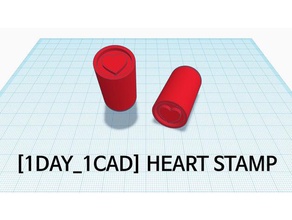 1jour 1cad cœur de timbre bureau 1day1cad rouge tinkercad 3d print model - Mito3D