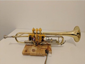 trompeta juego de robot dedo mecanismo la música servo 3d print model - Mito3D