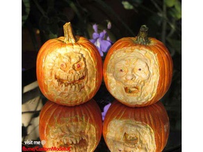 assustador abóbora cabeças conjunto criaturas o dia das bruxas a decoração de halloween monstro 3d print model - Mito3D
