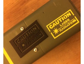 laser caution stencil aep7 pistol signs logos cosplay prop danger fallout label 3d print model - Mito3D