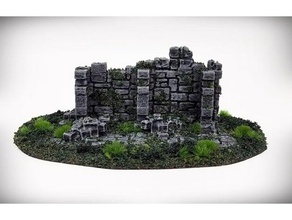 basic ruined wall games age sigmar aos building dd scenery dnd terrain frostgrave game mordheim overgrown ruins terrainify wargame warhammer 40k fantasy 3d print model - Mito3D