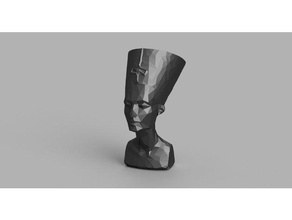 low-poly nefertiti exploraciones las réplicas egipto lowpoly baja poli estatua 3d print model - Mito3D
