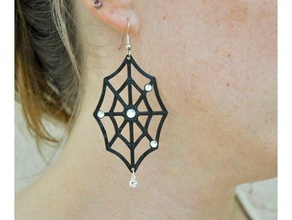 rhinestone spider web earrings halloween jewelry 3d print model - Mito3D
