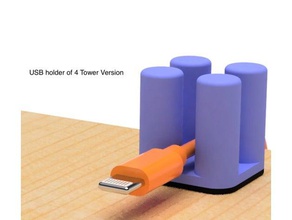 usb holder 4 towers ver gadgets 3d print model - Mito3D