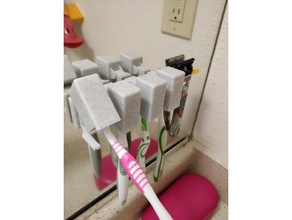 spazzolino da denti titolare famiglia bagno hangar organizzatore doccia 3d print model - Mito3D