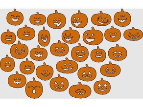 sélection sympathique de citrouille visages décor la fête d'halloween les enfants lasercut 3d print model - Mito3D