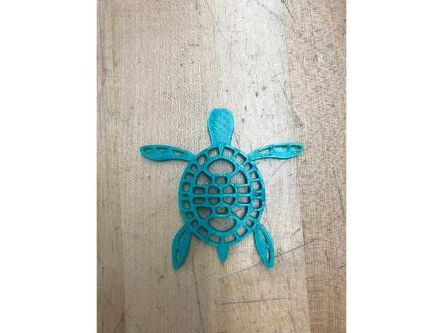 kaplumbağa 2d sanat hayvanlar serin kesme tasarım yeşil okyanus desen deniz 3D print model - Mito3D