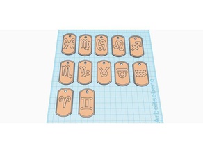dog tag sternzeichen signe astrologique 3d de l'imprimante accessoires 3d print model - Mito3D