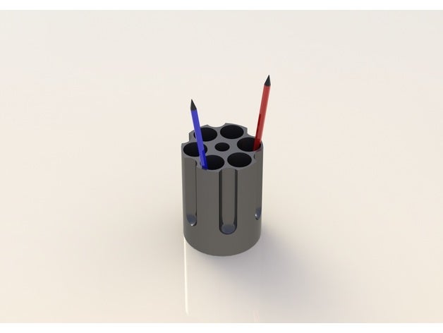 revolver cilindro matita titolare office art contenitore pistola 3D print model - Mito3D