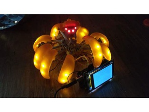 pumpkin spider robot leds sculptures arachnid blinky halloween decoration jack-o-lantern 3d print model - Mito3D